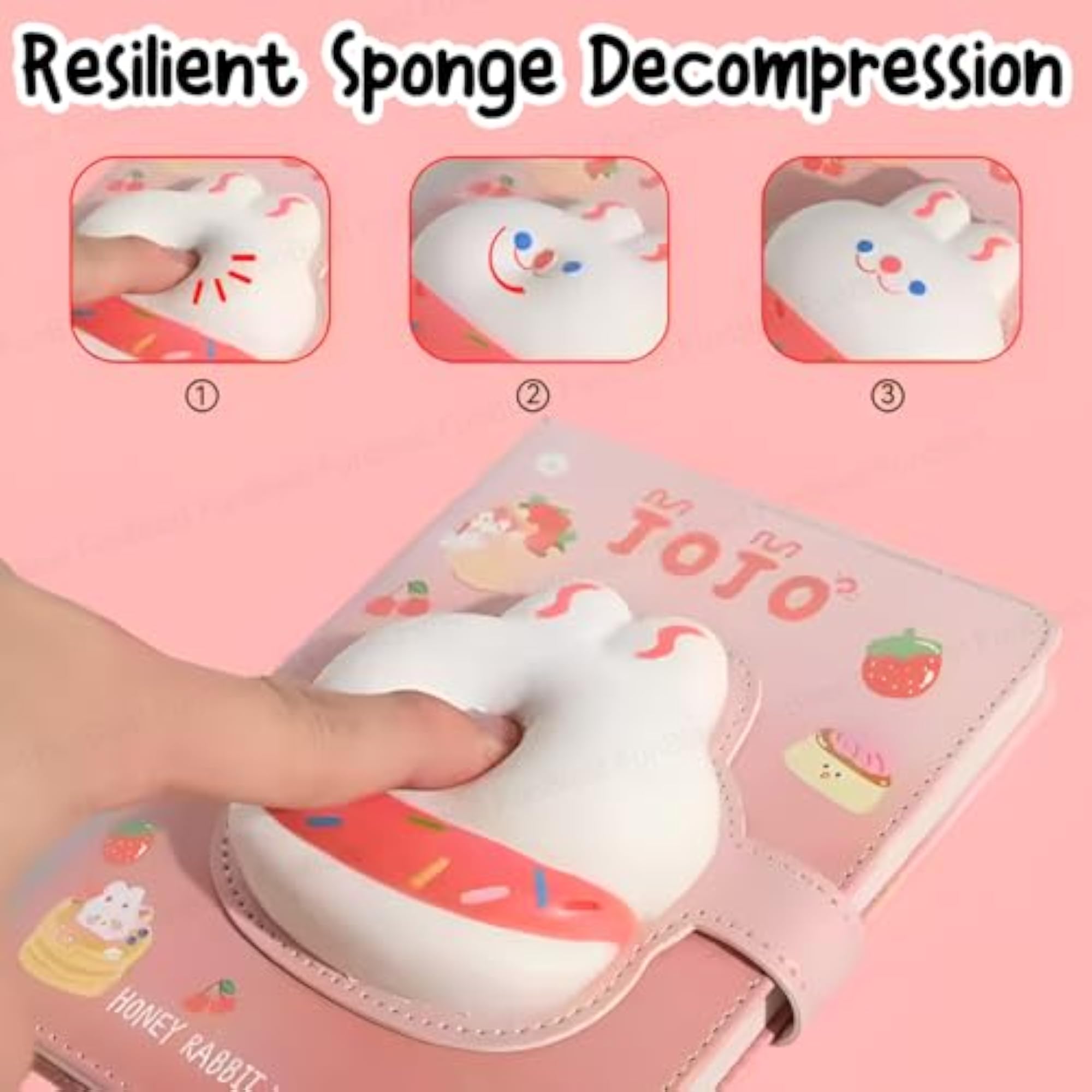 Rabbit Theme 3D Squishy De-stress Notebook, A6 Journal